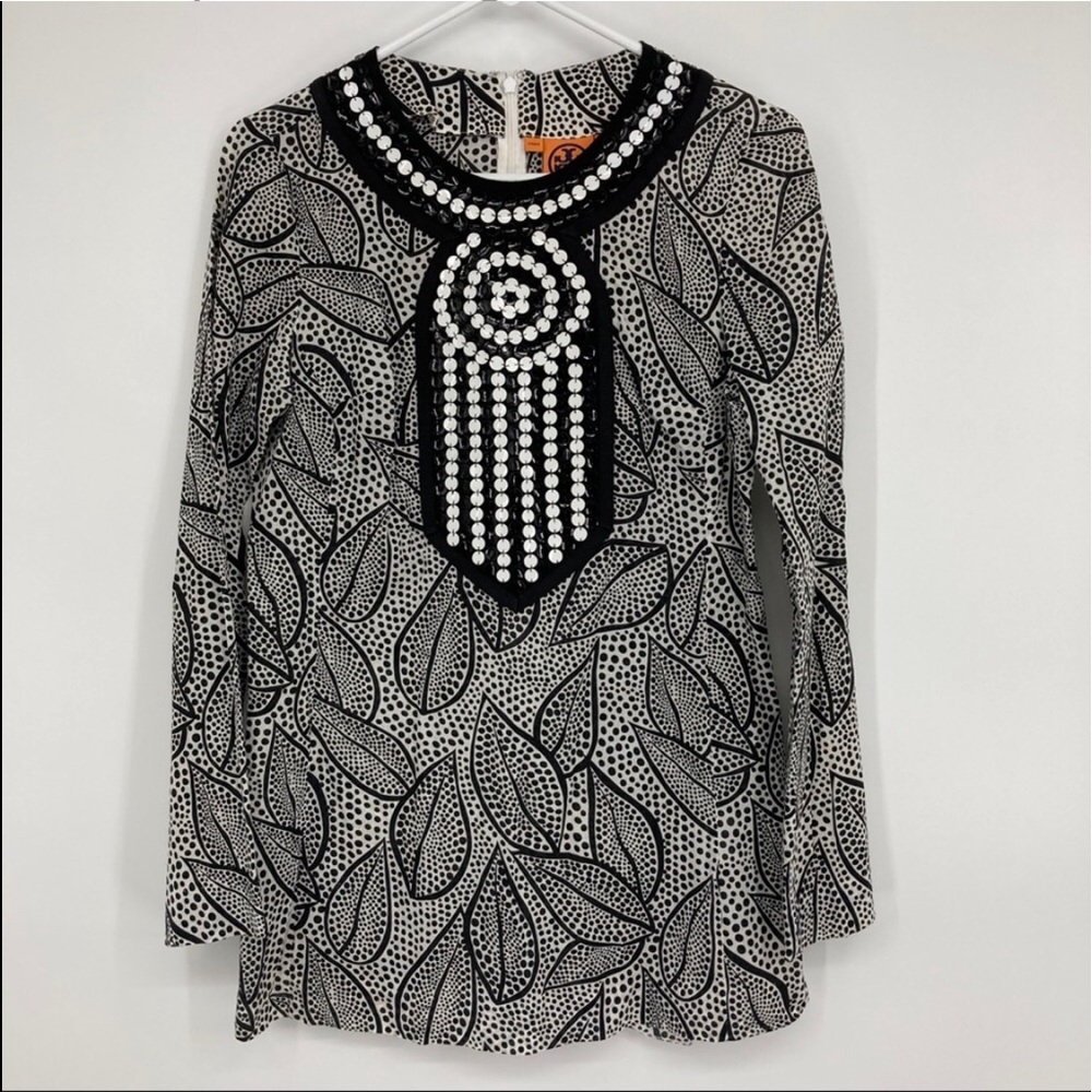 Beautiful Tory Burch Black White Boho Cotton Tunic. size4